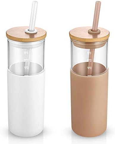 Tronco 24oz Glass Tumbler Glass Water Bottle Straw Silicone Protective Sleeve Bamboo Lid - BPA Fr... | Amazon (US)