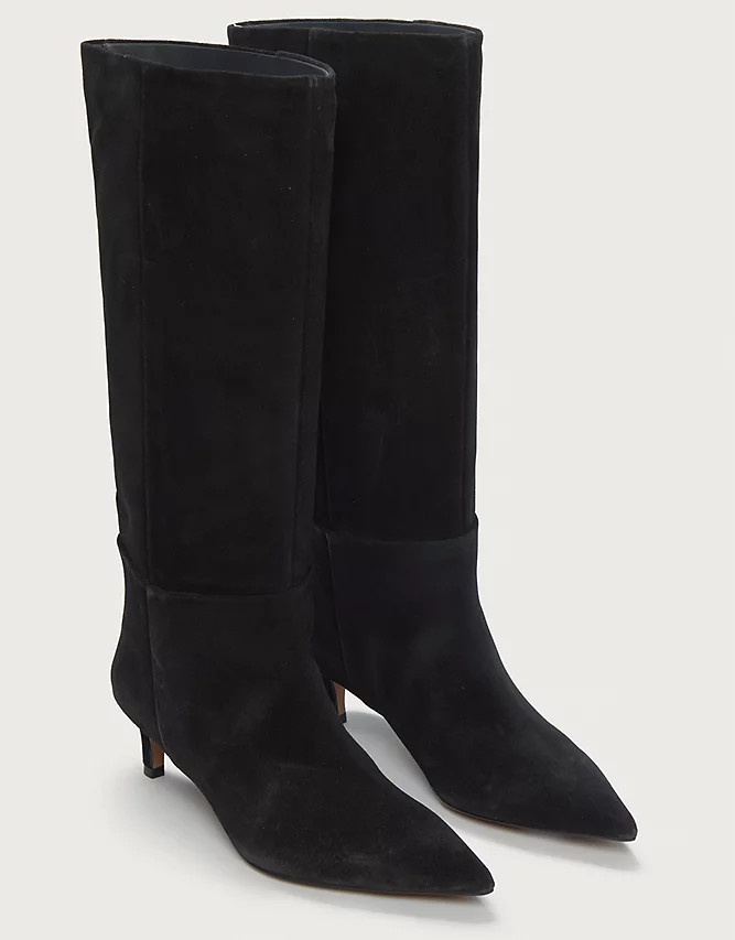 Suede Low Heel High Leg Pointed Boot | The White Company UK & ROW
