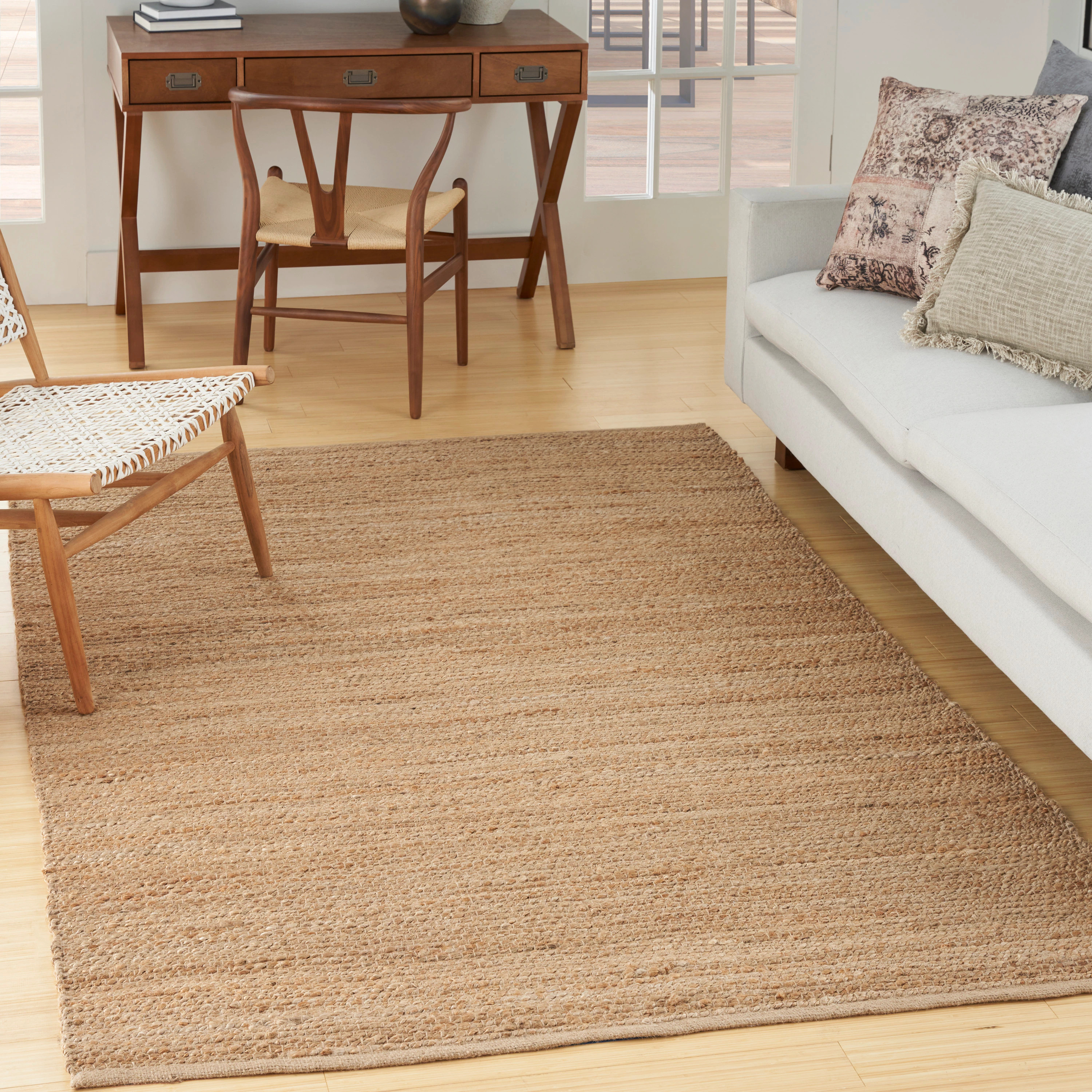 Nourison Natural Jute 4 x 6 (ft) Flatweave Jute Natural Rectangular Indoor Solid Farmhouse/Cottage Area rug in Beige | 099446130594 | Lowe's