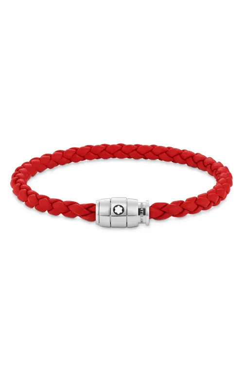 Montblanc Braided Leather Bracelet in Red at Nordstrom | Nordstrom