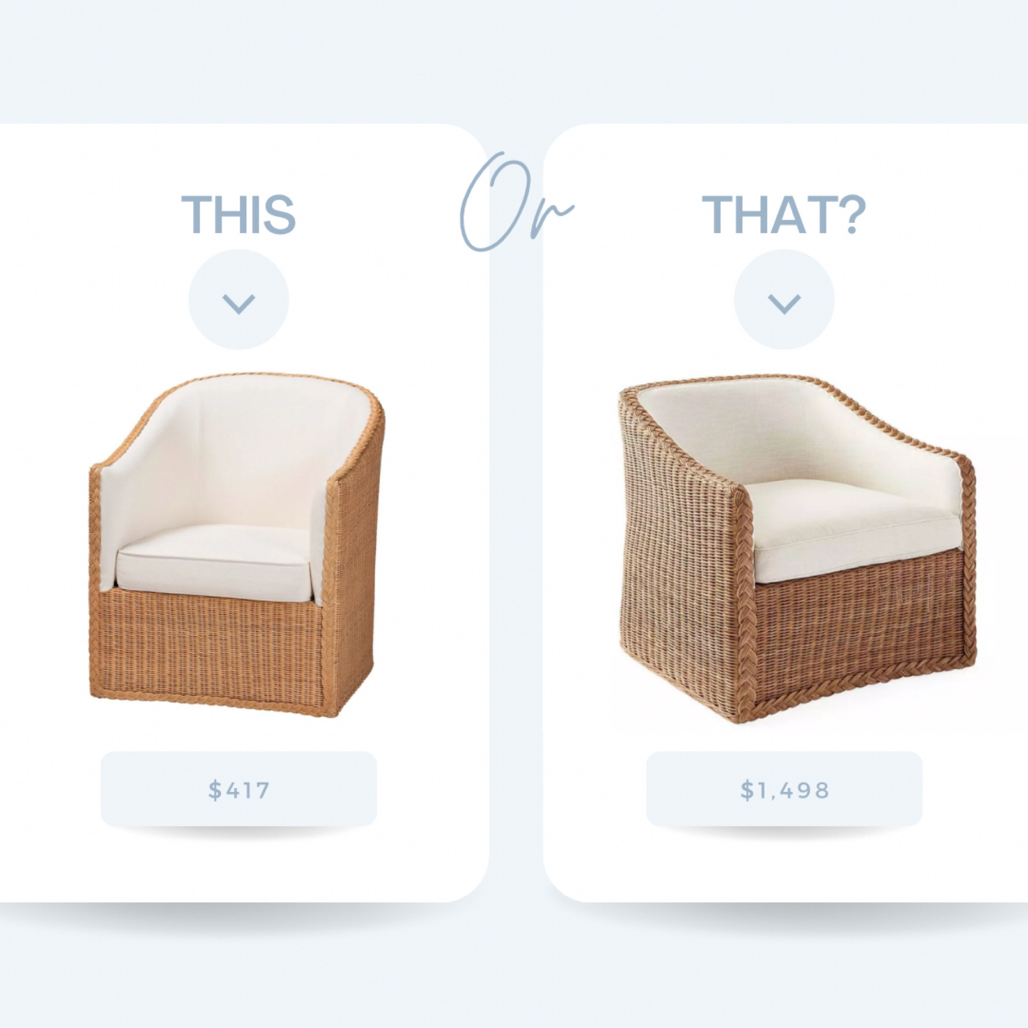 Wicker outdoor chair THIS or THAT edit.. save $1,000 on your outdoor patio chairs with this look for less option! 

Serena and Lily, Serena and Lily look for less, Walmart, Walmart find, Walmart patio furniture, Amazon, Amazon patio furniture, Amazon find, budget friendly, look for less, designer look for less, wicker, rattan, outdoor furniture 

#LTKSaleAlert #LTKHome