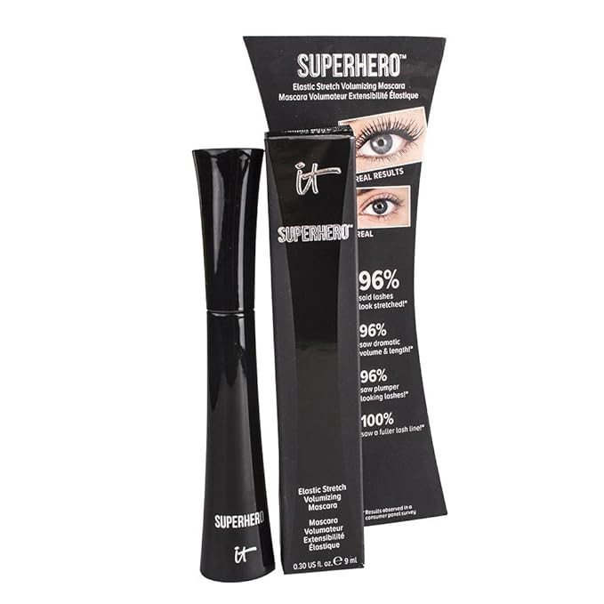 IT Cosmetics Superhero Elastic Stretch Volumizing Mascara, Super Black, .30 fl oz | Amazon (US)