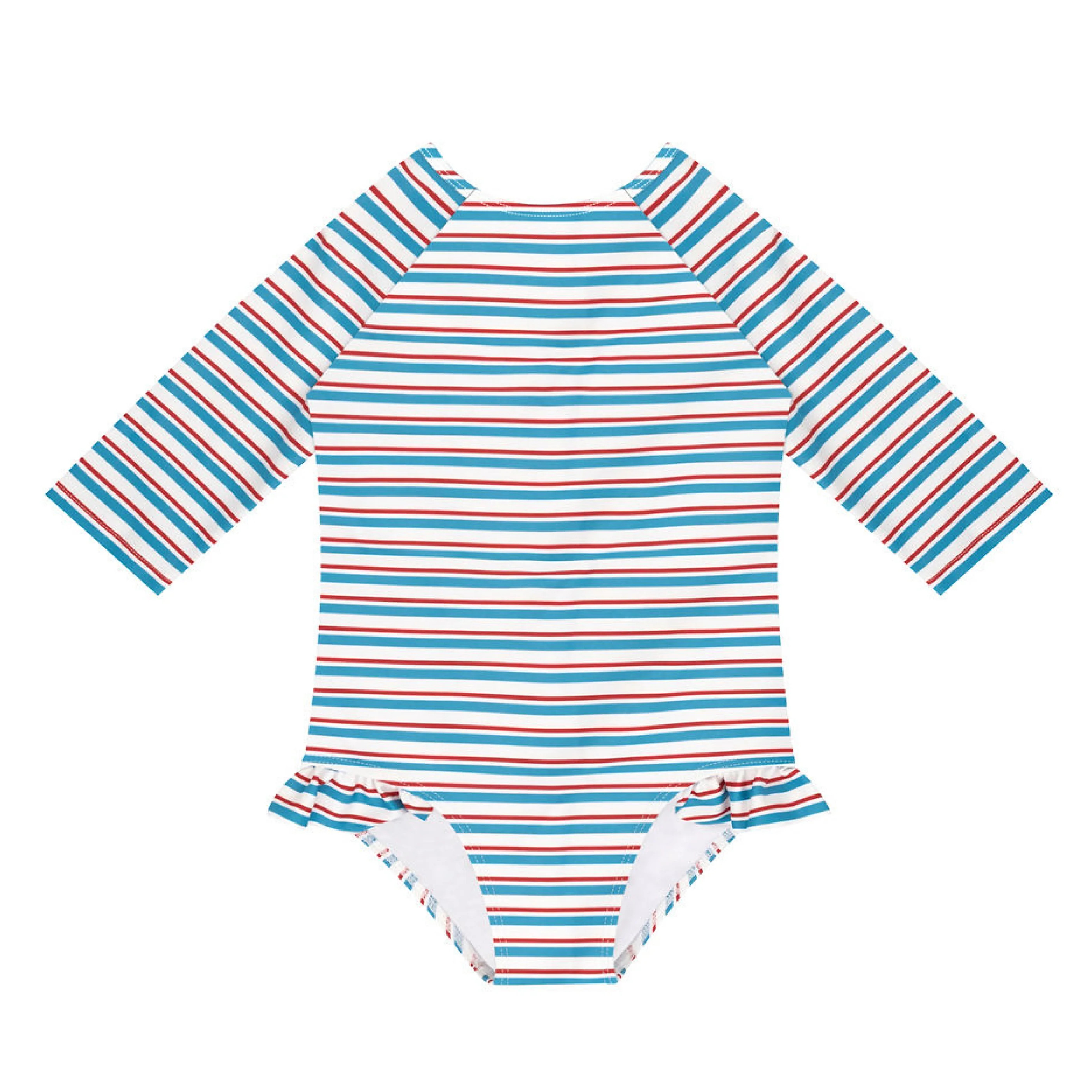 girls jetty stripe quarter sleeve rashguard one piece | Minnow