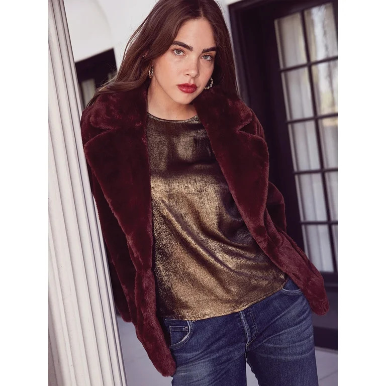 The Get Women's Cropped Faux Fur Jacket | Walmart (US)