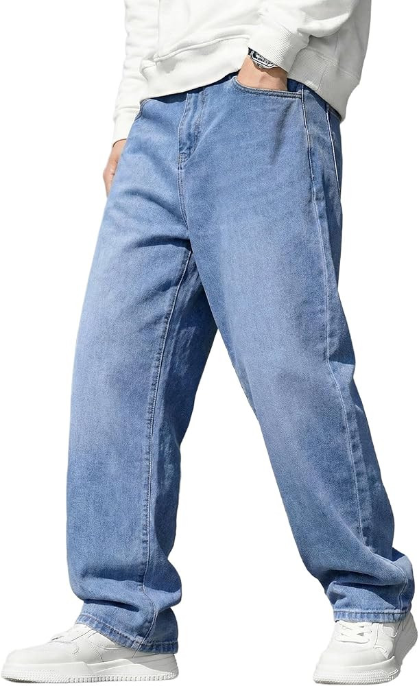JMIERR Men's Baggy Jeans Wide Leg Skater Hip Hop Denim Pants Loose Fit Streetwear | Amazon (US)