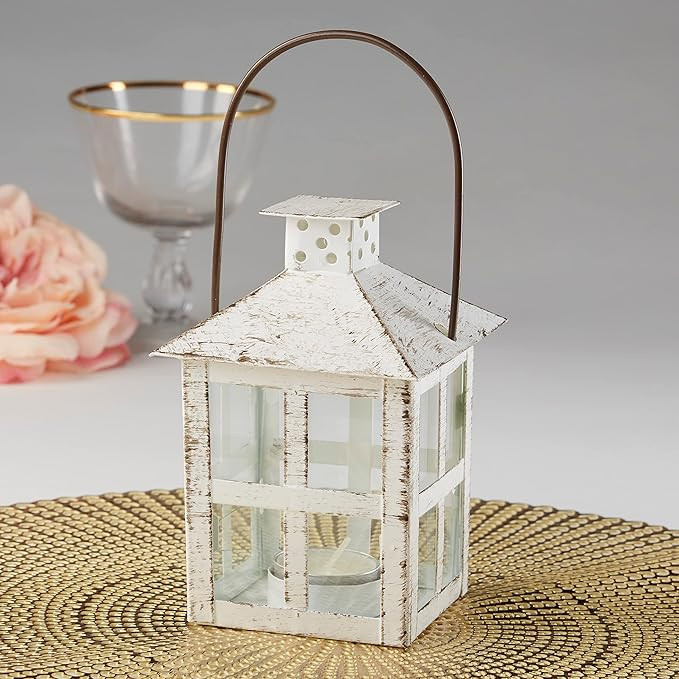 Kate Aspen White Vintage Distressed Rustic Candle Holder Decorative Lantern (6 Inch), Wedding Dec... | Amazon (US)