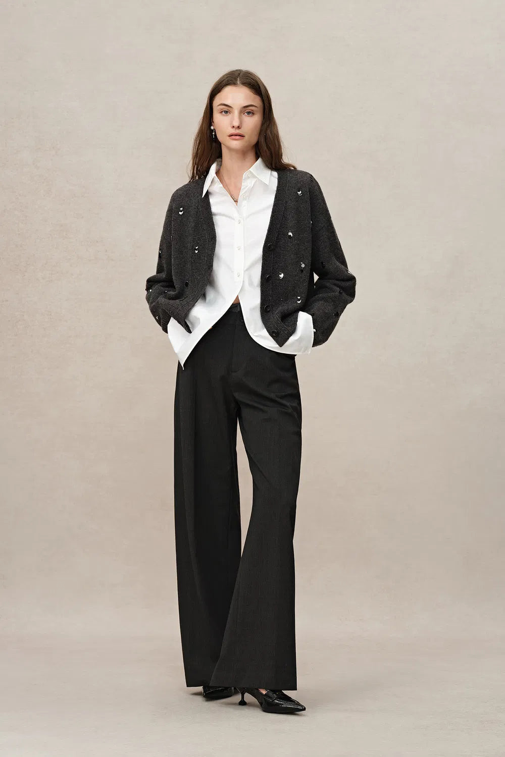 Emily Reflective Sequined Knit Cardigan | Fabrique