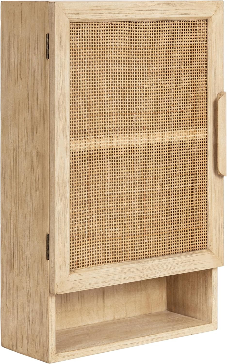 Kate and Laurel Ori Transitional Cane Wall Cabinet with Door; 15 x 7 x 24; Natural Wood; Decorative Rattan Over the Toilet Cabinet with Two Shelves and Bonus Storage Cubby | Amazon (US)