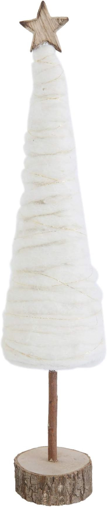 Creative Co-Op Large Wool Christmas Star & Wood Base Trees, Cream | Amazon (US)