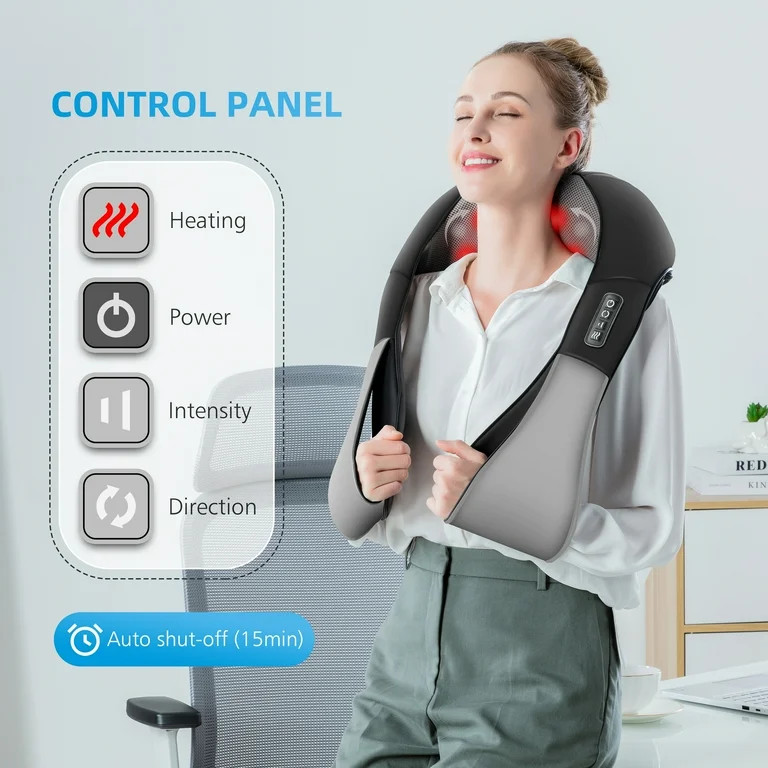 Neck Back Massager with Heat, 4D Shiatsu Shoulder Massager for Pain Relief, Gifts for Mom Dad | Walmart (US)