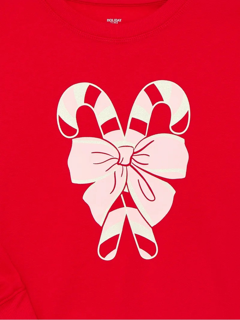 Holiday Time Girls Christmas Fleece Graphic Sweatshirt, Sizes 4-18 | Walmart (US)