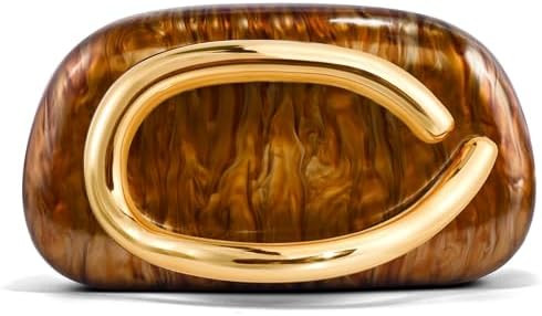 Clutch Purses for Women Formal, PU Leather/Marble Acrylic Evening Bags with Chain, Trendy Metal H... | Amazon (US)