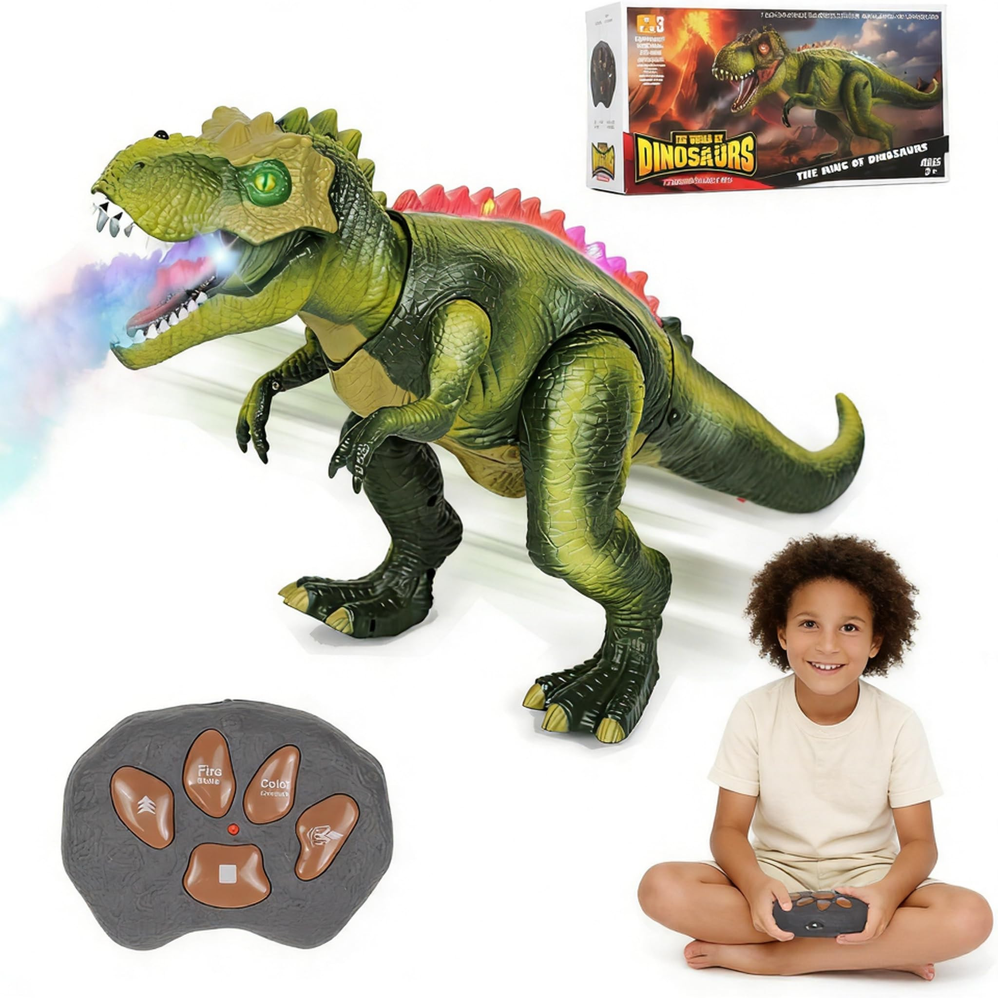 Remote Control Dinosaur Toys, Fire Breathing Dragon Toy, Upgraded T Rex with Simulated Flame Ligh... | Amazon (US)