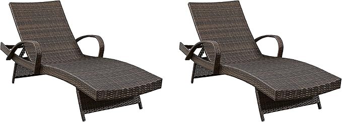 Signature Design by Ashley Outdoor Kantana 2 Piece Patio Wicker Chaise Lounge Set, Brown | Amazon (US)