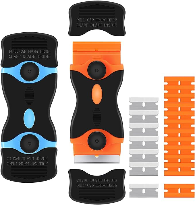 2PACK Razor Blade Scraper, 2-in-1 Scraper Tool with 12Pcs Plastic Blades and 7Pcs Metal Blades, M... | Amazon (US)