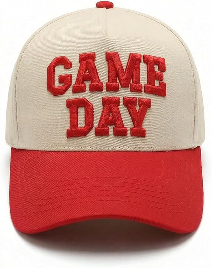 Game Day Hat Adjustable Two-Tone Baseball Cap with 3D Puff Embroidery | Amazon (US)