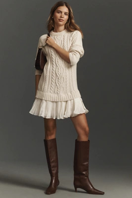 The Delphine Sweater Twofer Mini Dress | Anthropologie (US)