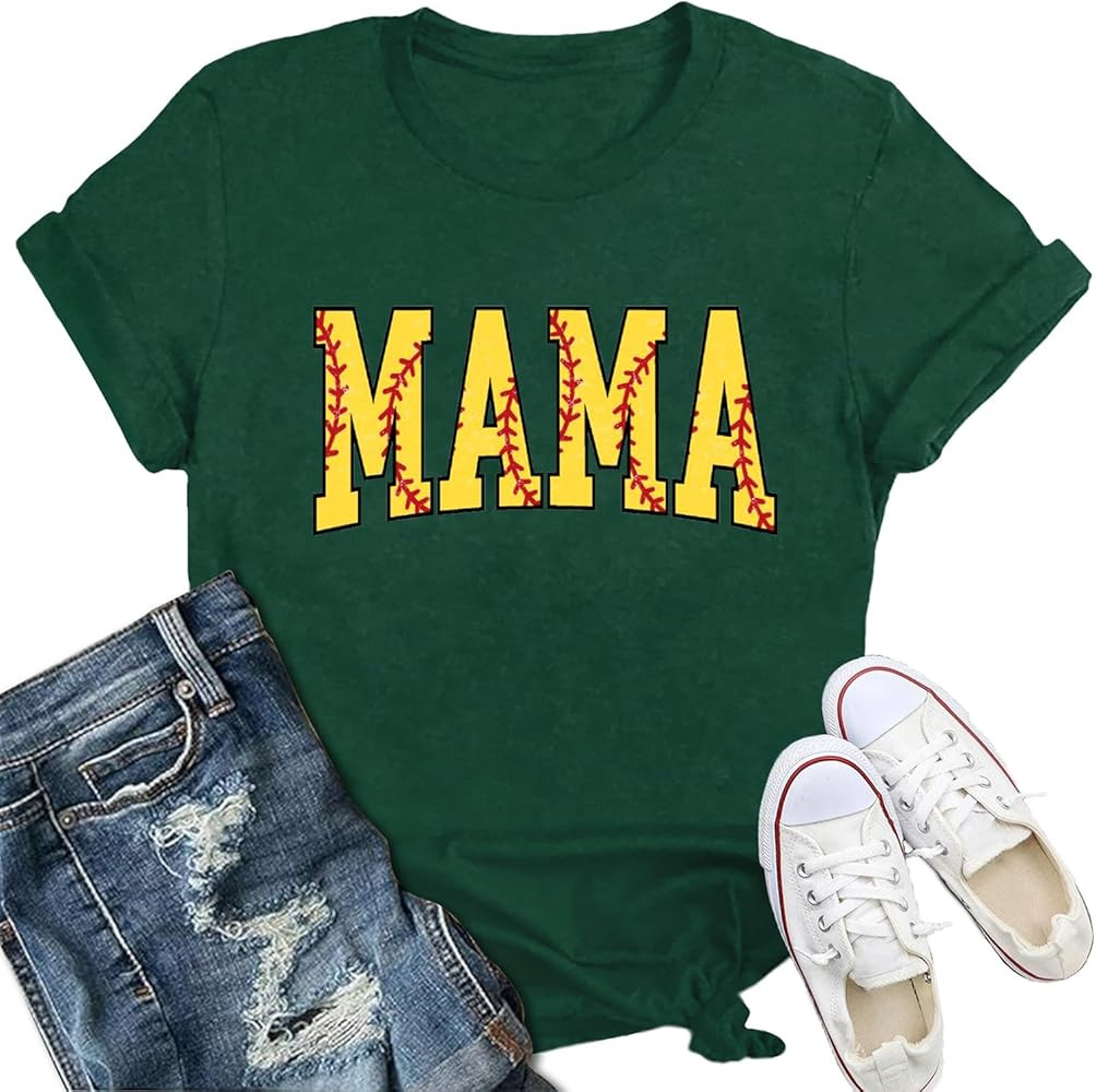 Softball Mom Shirts for Women Softball Sport Mama Crewneck T-Shirt Game Day Season Tee | Amazon (US)