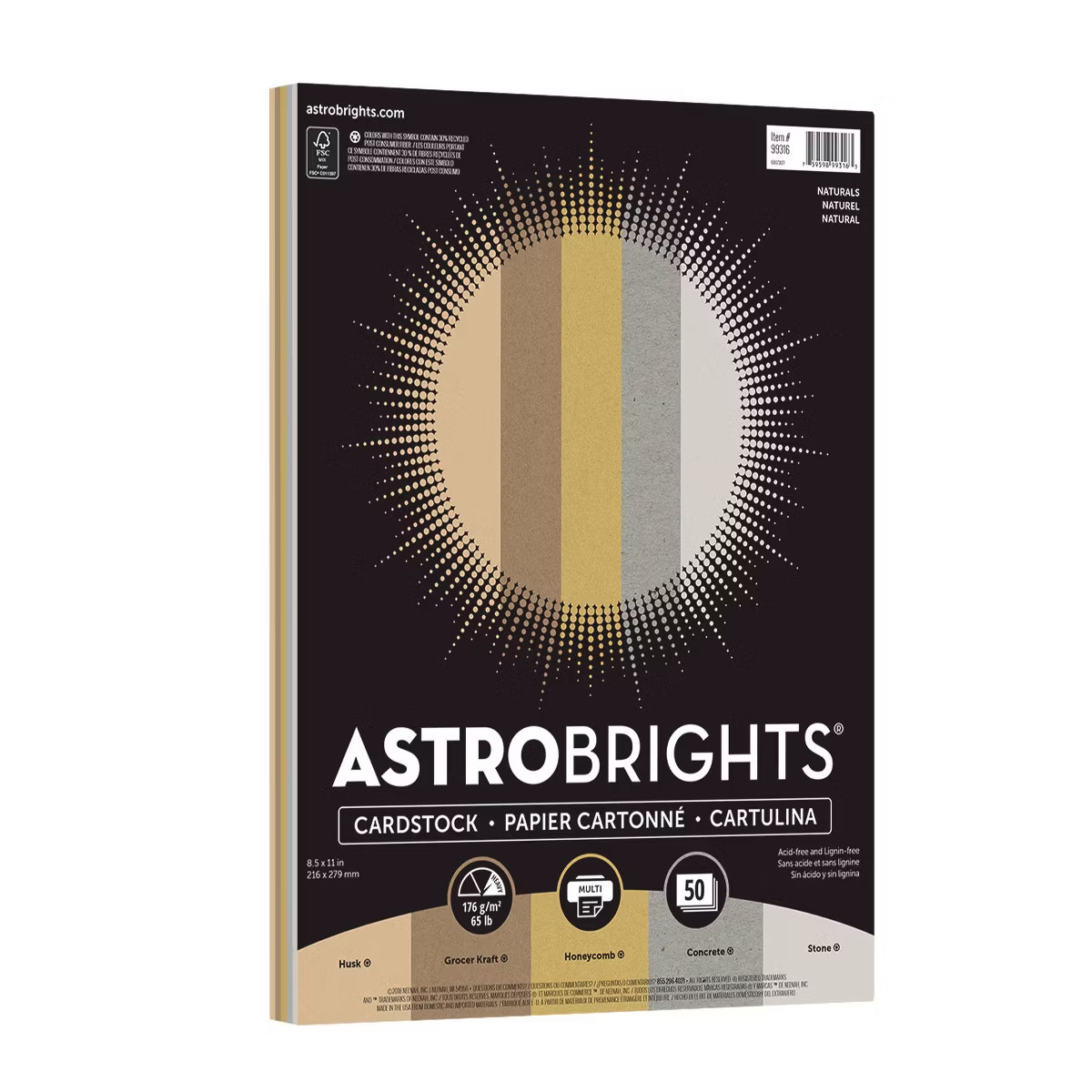 Astrobrights 50ct Printer Paper 8.5"x11" Naturals Assortment | Target