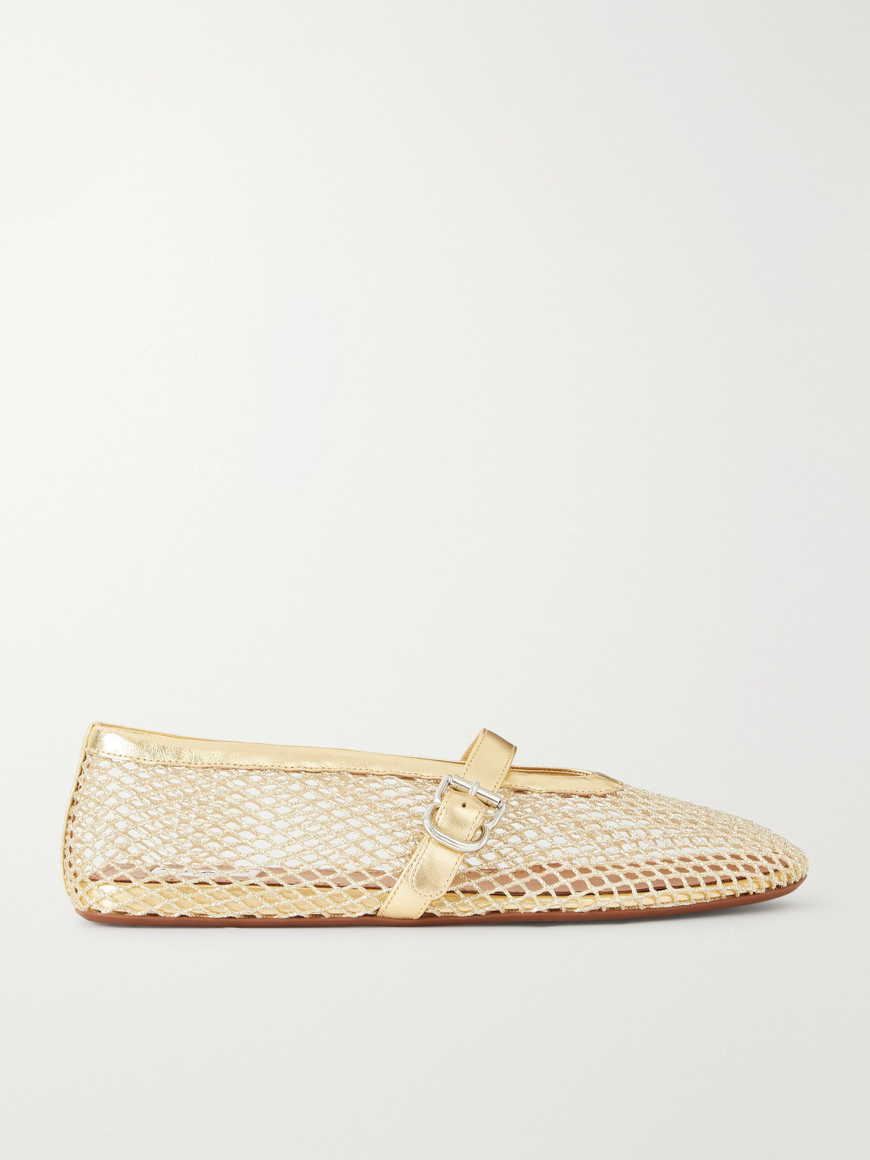 Alaïa - Metallic Leather-trimmed Mesh Ballet Flats - Gold | NET-A-PORTER (UK & EU)