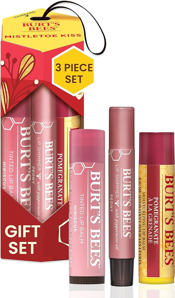 Burt's Bees Christmas Gifts, 3 Lip Care Stocking Stuffers Products, Mistletoe Kiss Set - Pomegran... | Amazon (US)