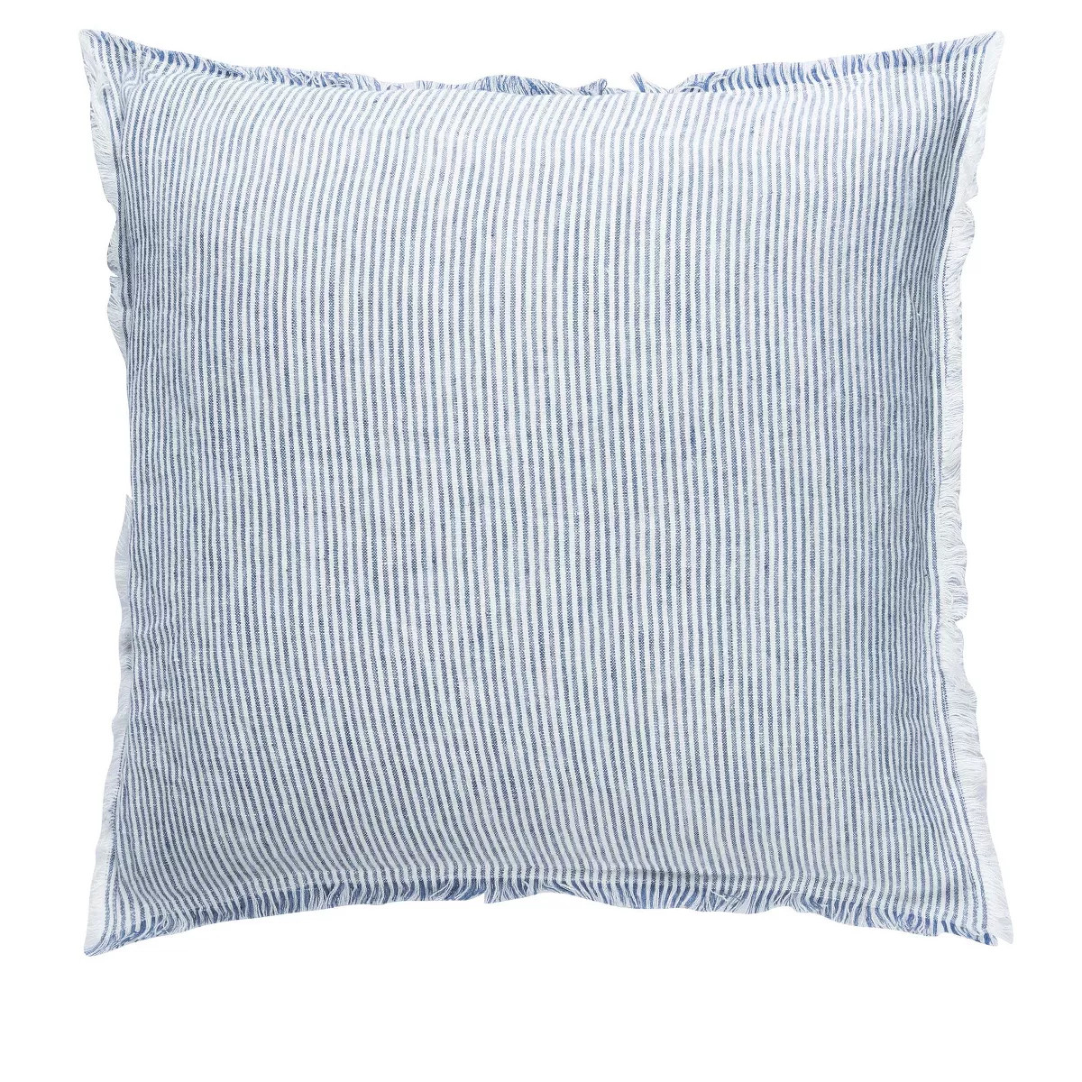 Blue Pinstripe Fringe Linen Pillow 26x26 Pillow Cover Only | Target