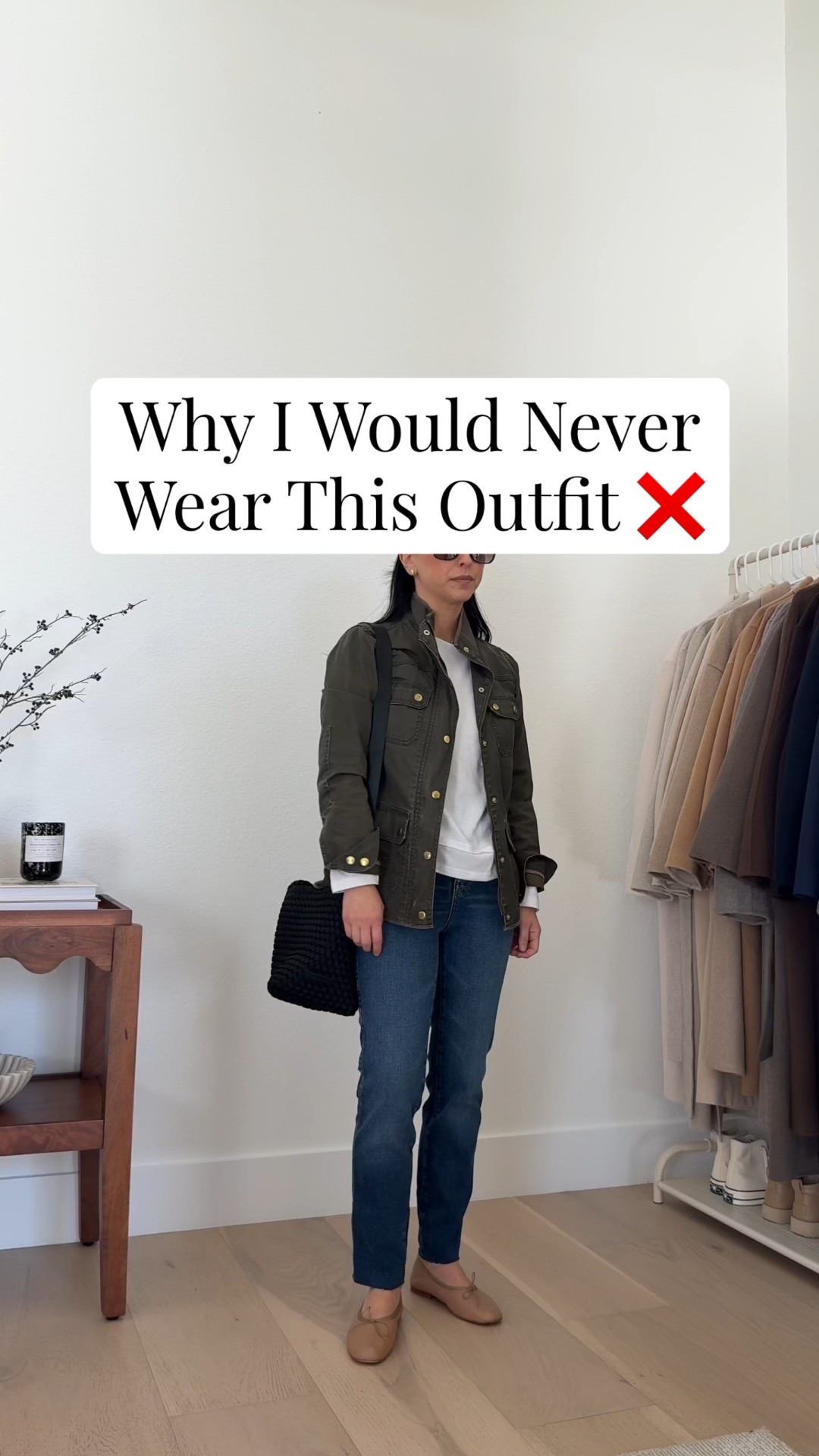 Why I would never wear this outfit ft. the utility jacket. 

Alex Mill jacket xs - old. Linking a few similar
Madewell tee xs
AGOLDE 90's Mid Rise Jeans 24 - Size down. Fits like a high rise
Madewell April flats 5.5 - old, linking similar
Liffner Hobo Pillow Bag 
Celine sunglasses
Quince earrings
Dorsey James Necklace 15"

#LTKPetite