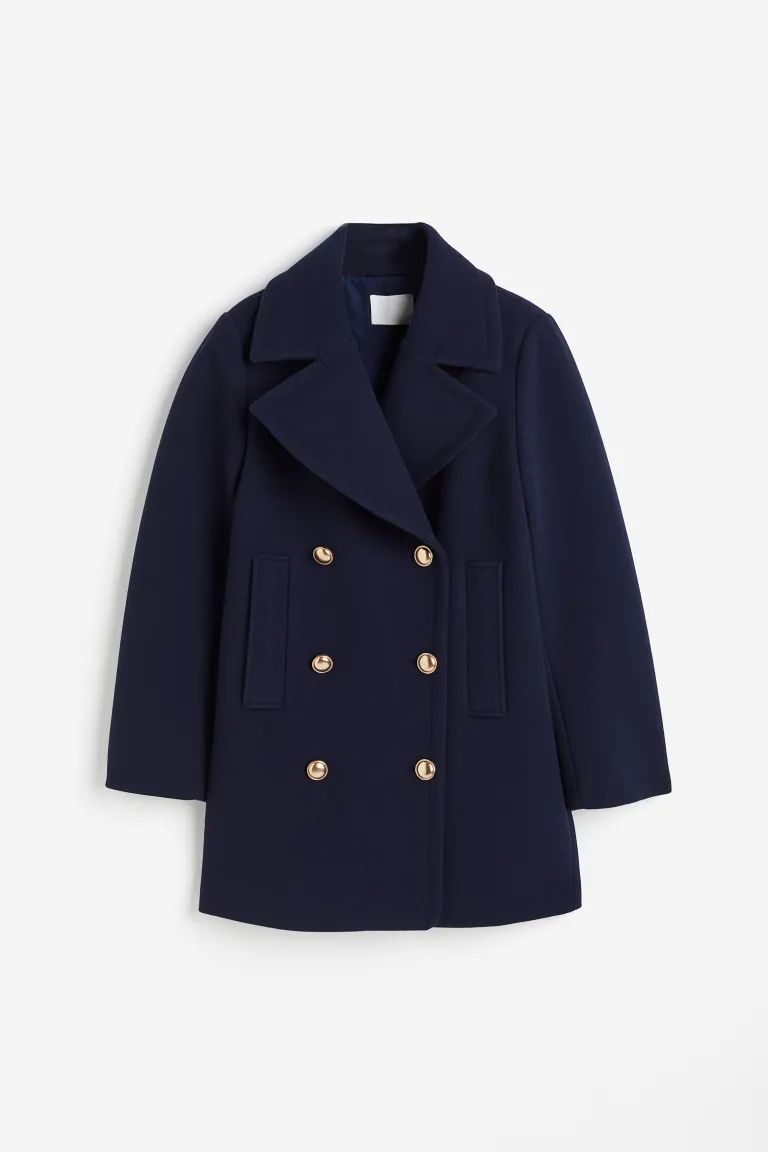 Double-breasted Coat - Navy blue - Ladies | H&M US | H&M (US + CA)