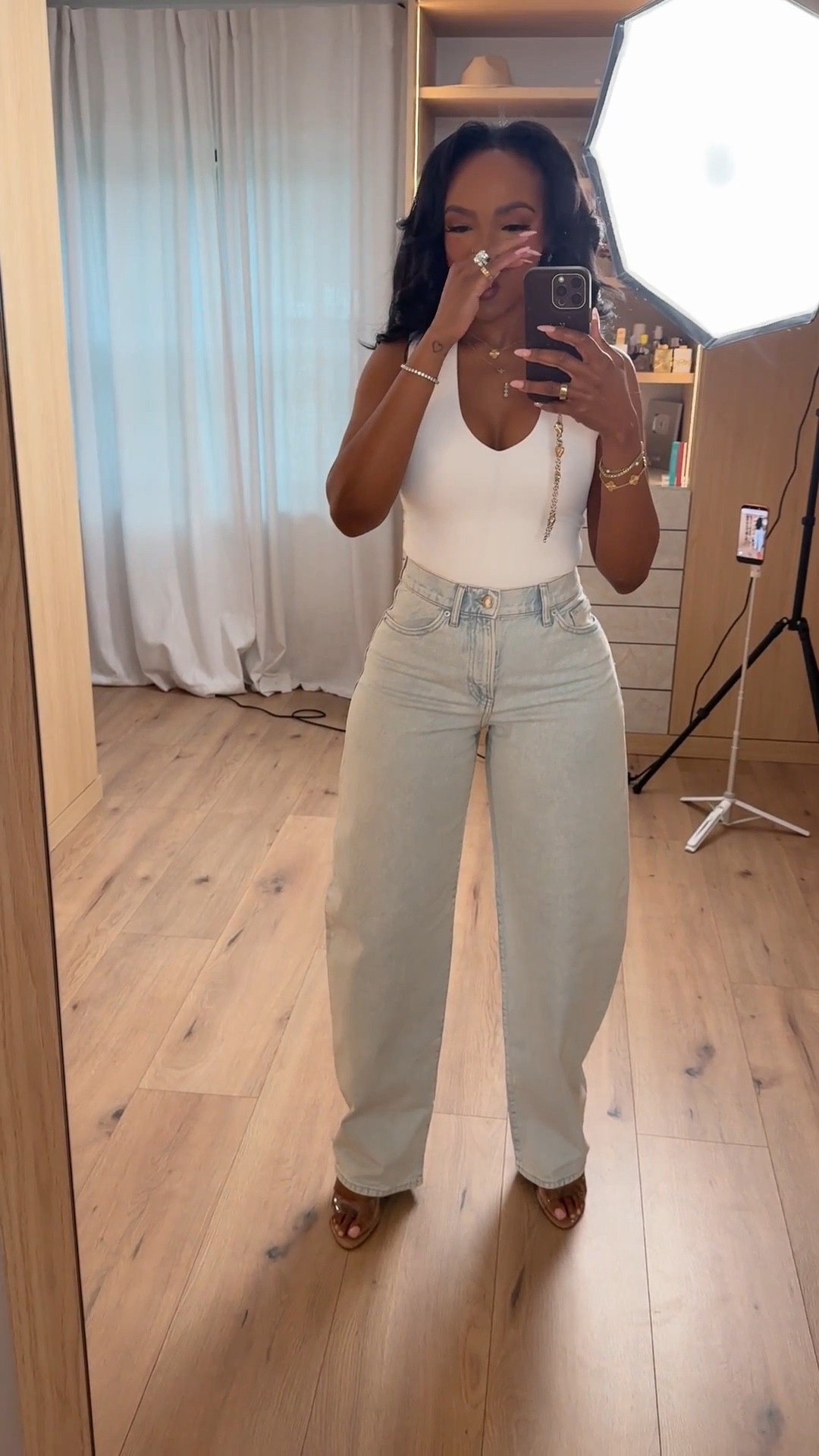 Scroll to shop this clean everyday look featuring a flattering white bodysuit paired with light wash denim for an easy, put-together vibe. These are staple pieces you can mix and style so many ways, making them a go-to combo where the cost per wear keeps dropping.

Perfect for casual days, errands, brunch, travel, or everyday wear.

5'4" | 138 lbs | 34D bust | 27" waist | 40" hips

Follow me on Instagram and YouTube @kirasfashionfinds

