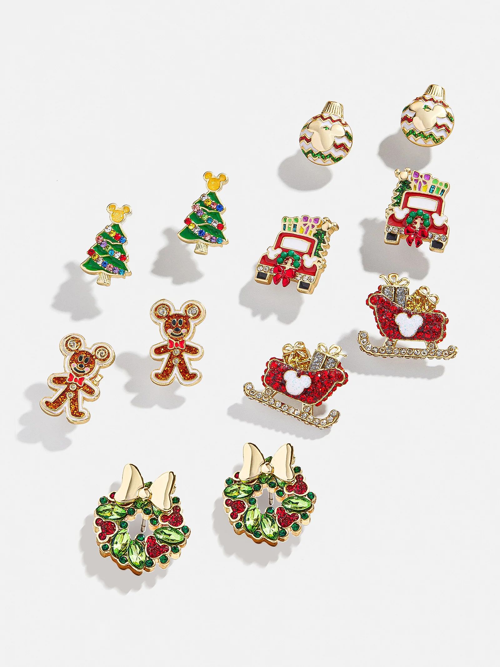 Mickey Mouse Disney Holiday Earrings - Mickey Mouse Wreath Studs | BaubleBar (US)