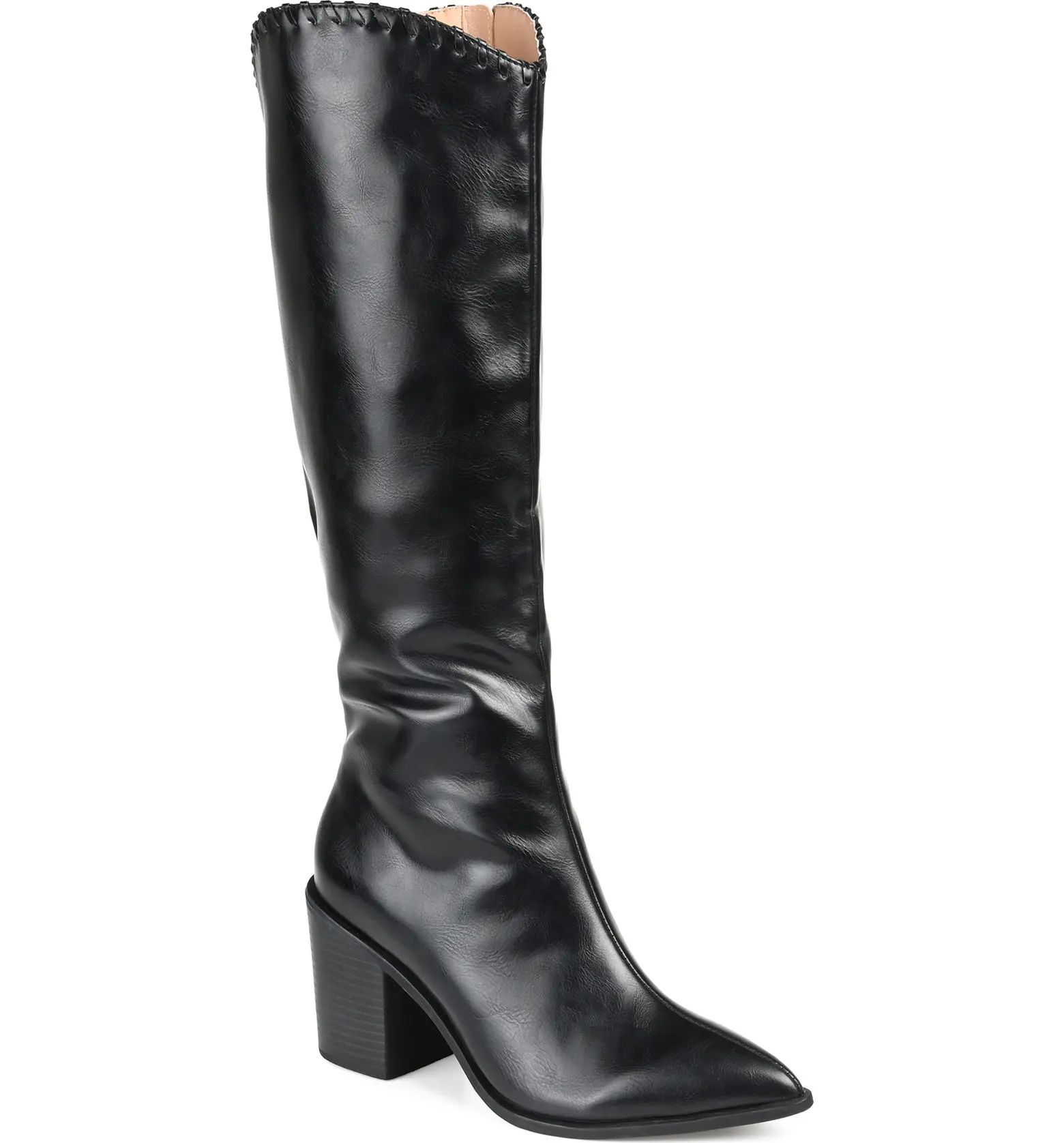 Daria Whipstitch Tall Vegan Leather Western Boot - Extra Wide Calf (Women) | Nordstrom Rack