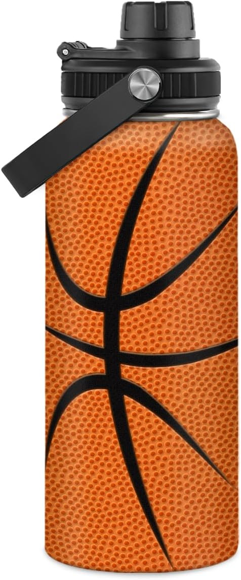 Basketball Water Bottle 32oz Stainless Steel Insulated Bottles for Men Women Sports Lovers Fan Pl... | Amazon (US)