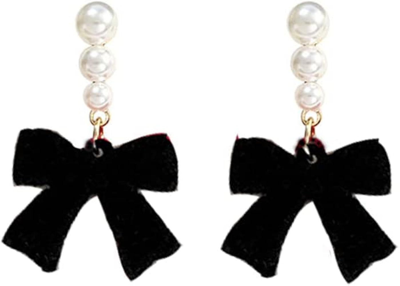 Red Black Velvet Earring Dainty Bowknot Bow Earrings with Pearls Wedding Earrings for Brides Birt... | Amazon (US)