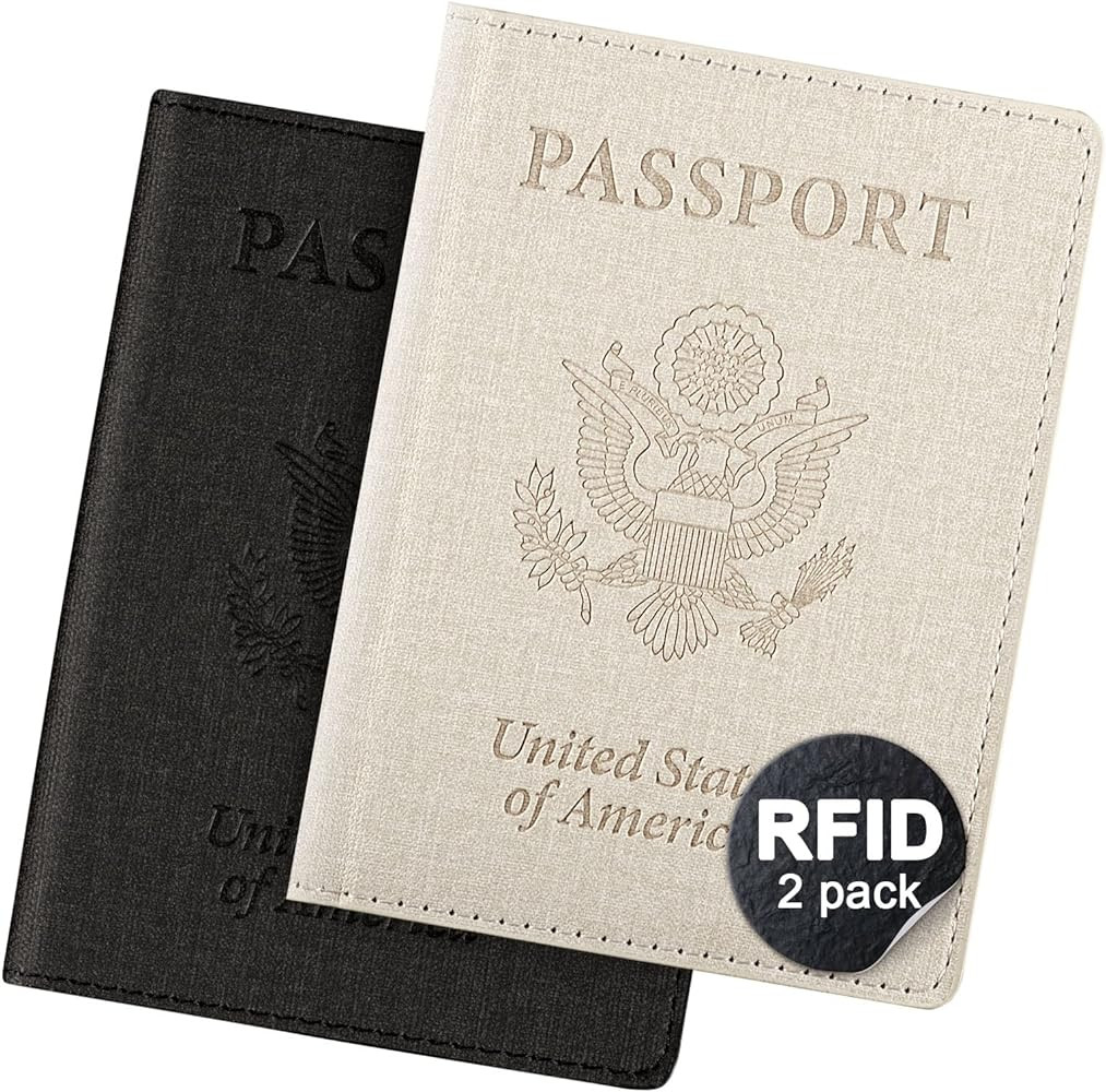 2 Pack Passport Cover With Card Slots RFID Blocking-White&Black | Amazon (US)