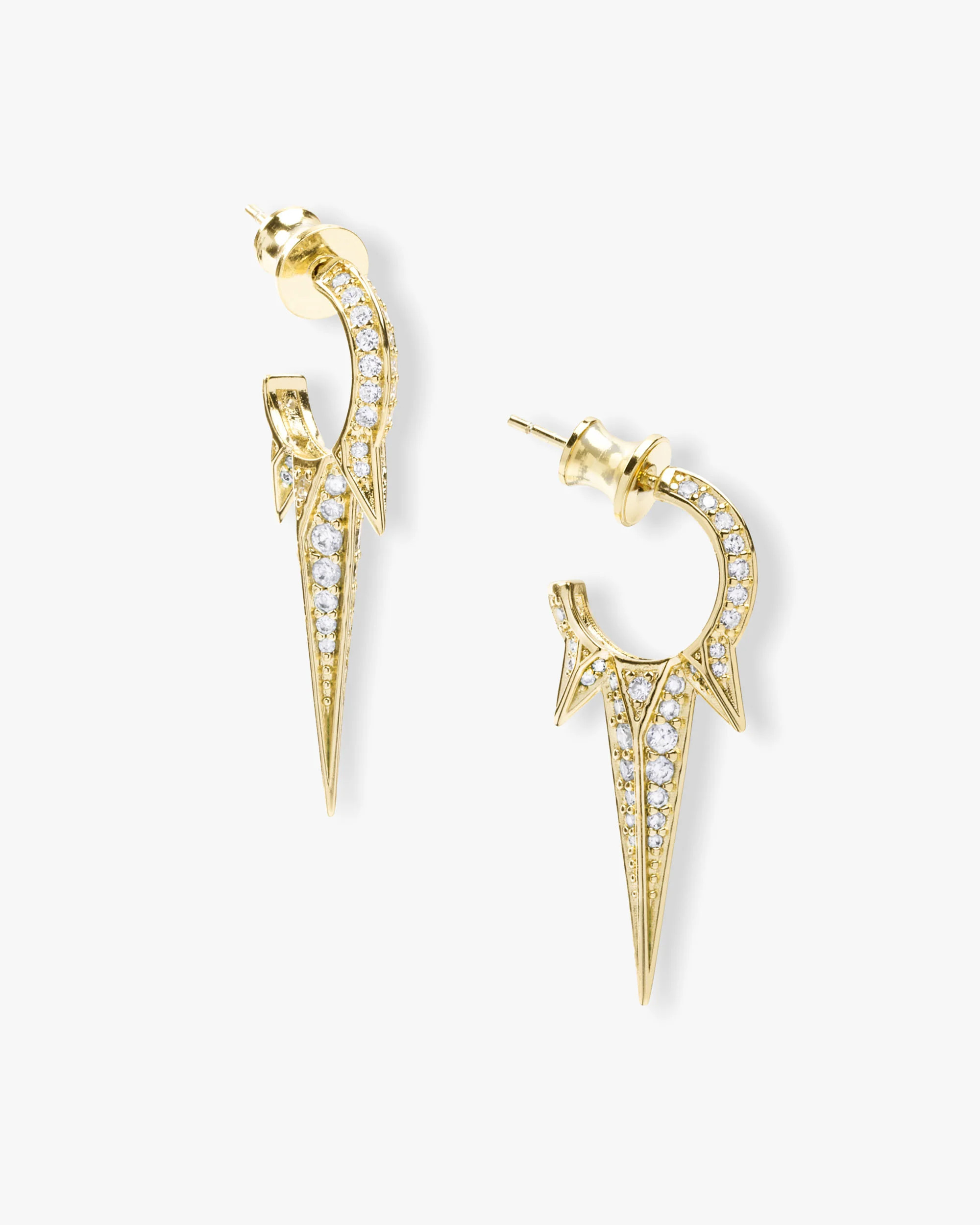 Gabriella Gold Pav\u00e9 Triple Spike Earrings - Bold Statement | Melinda Maria Jewelry