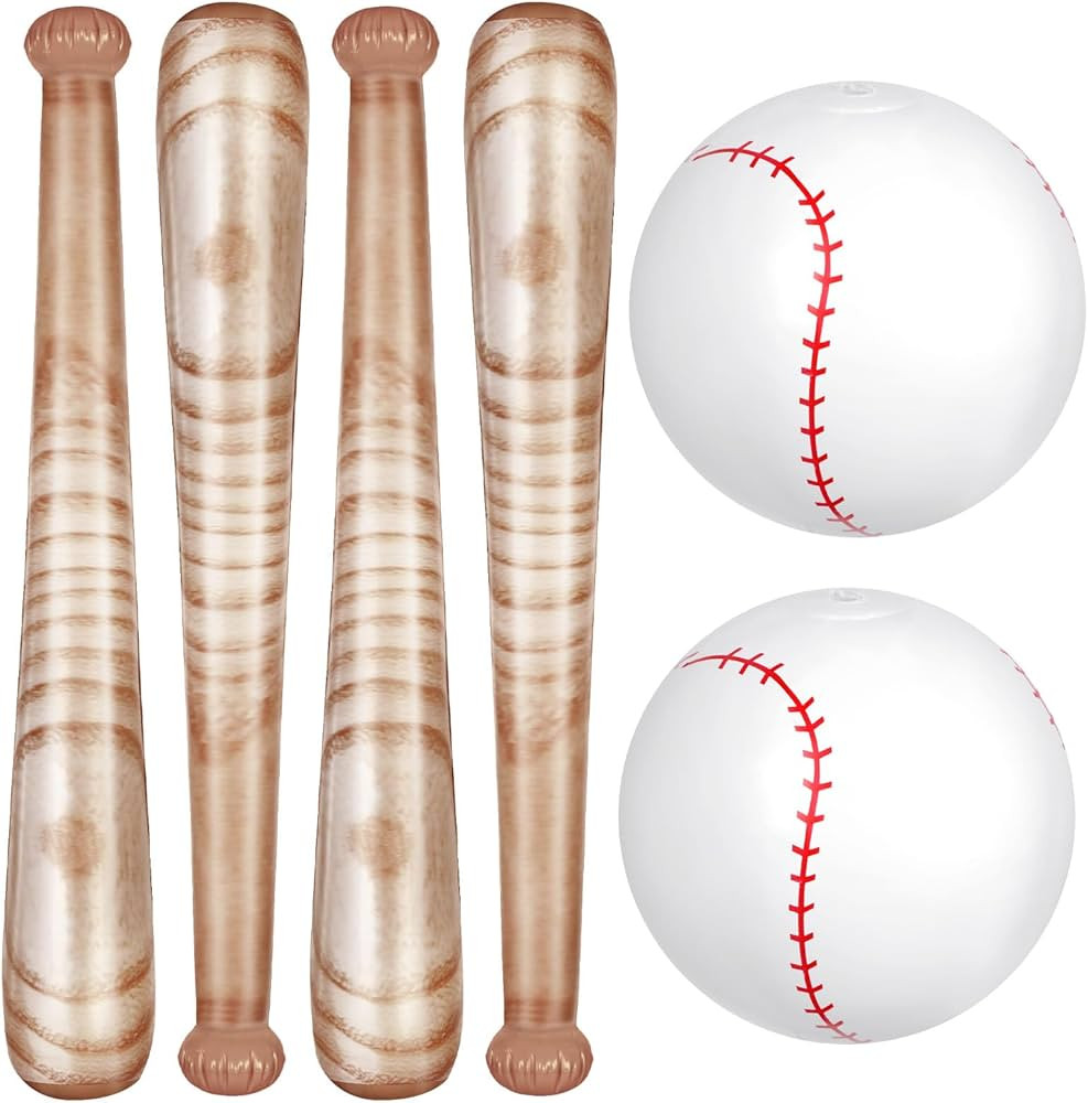 Lewtemi Set of 6 Beach Baseball Ball Inflatable Bat Include 2 Pcs 11 Inch Beach Baseball and 4 Pc... | Amazon (US)