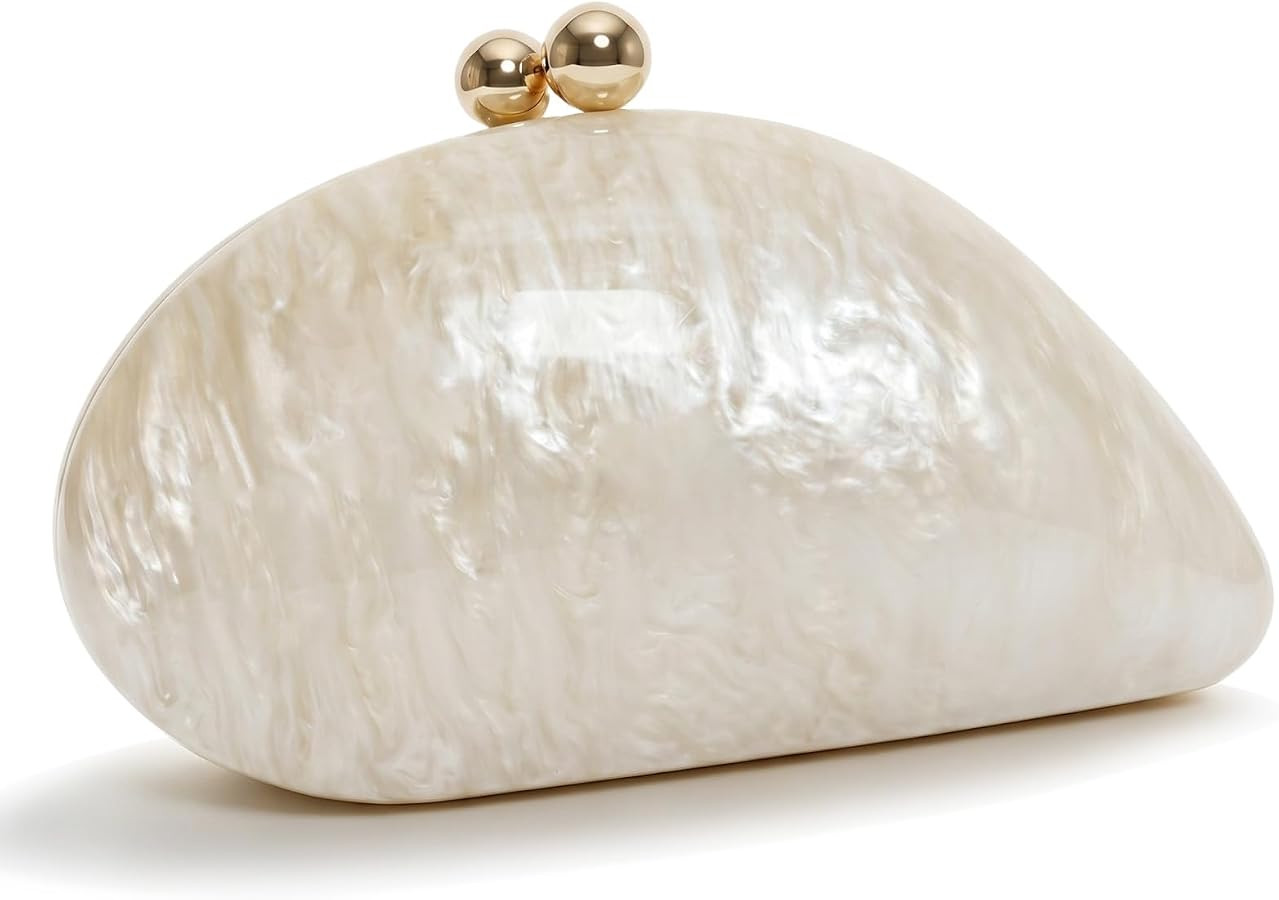Acrylic Shell Shaped Bag Luxury Marble Clutch | Amazon (US)
