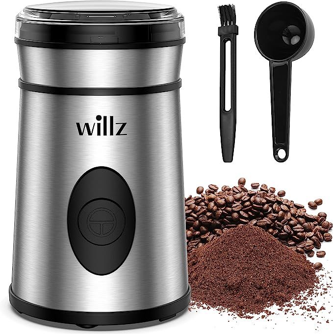 Willz Electric Coffee Grinder for Coffee Beans, Spices, & Herbs with Easy On/Off Button Control, ... | Amazon (US)