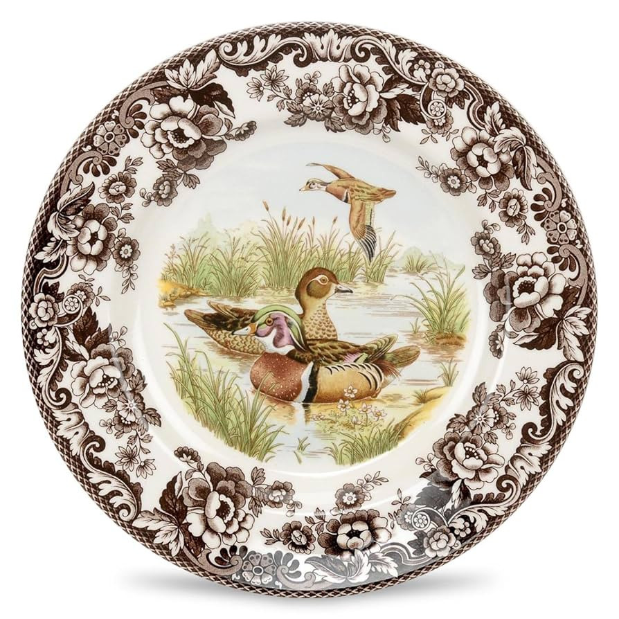Spode Woodland Wood Duck Salad Plate - Wildlife Design with British Flowers Border, Holiday Dinne... | Amazon (US)