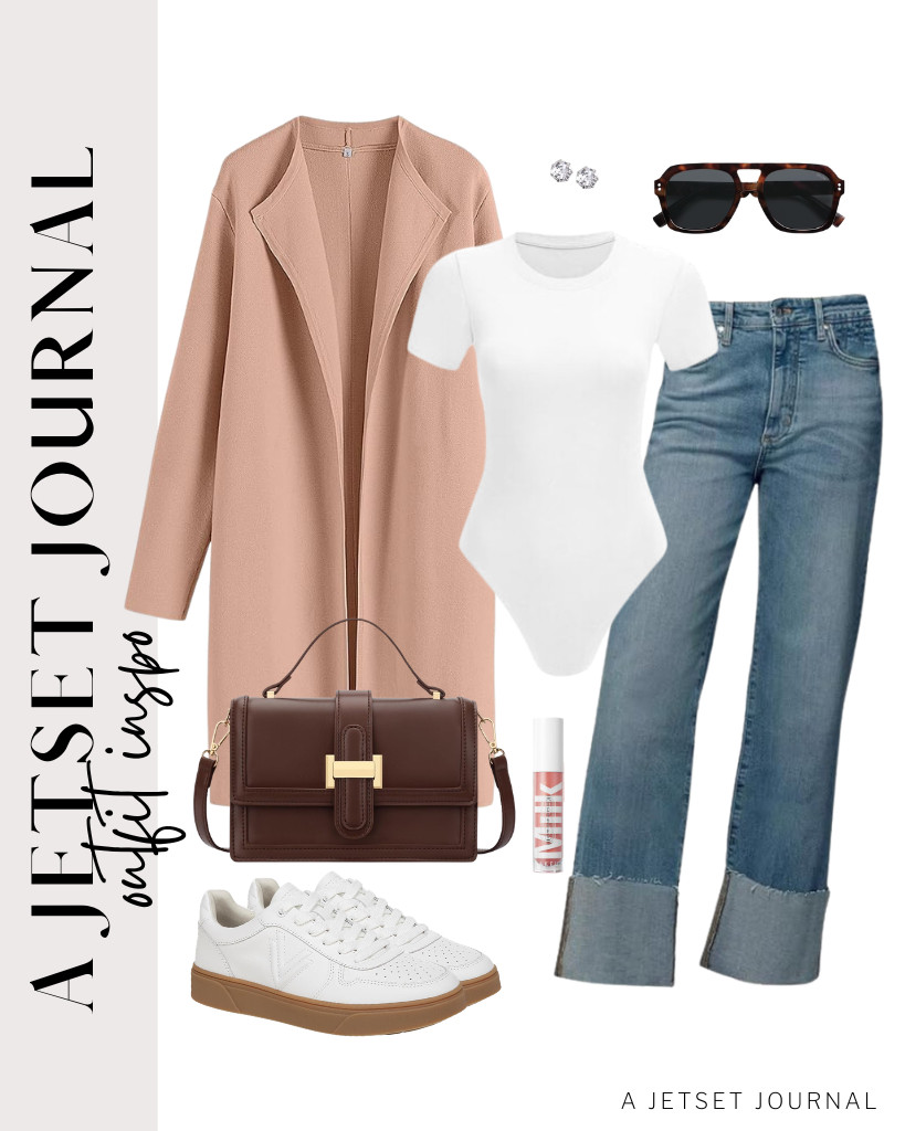 I love how the long coat pairs perfectly with a white top and light-wash jeans. This outfit is ideal for chilly afternoon walks. Don’t forget to apply a bit of Milk lip gloss and add a pair of stud earrings to complete the look. 

 #LTKSeasonal #LTKSaleAlert #LTKTravel