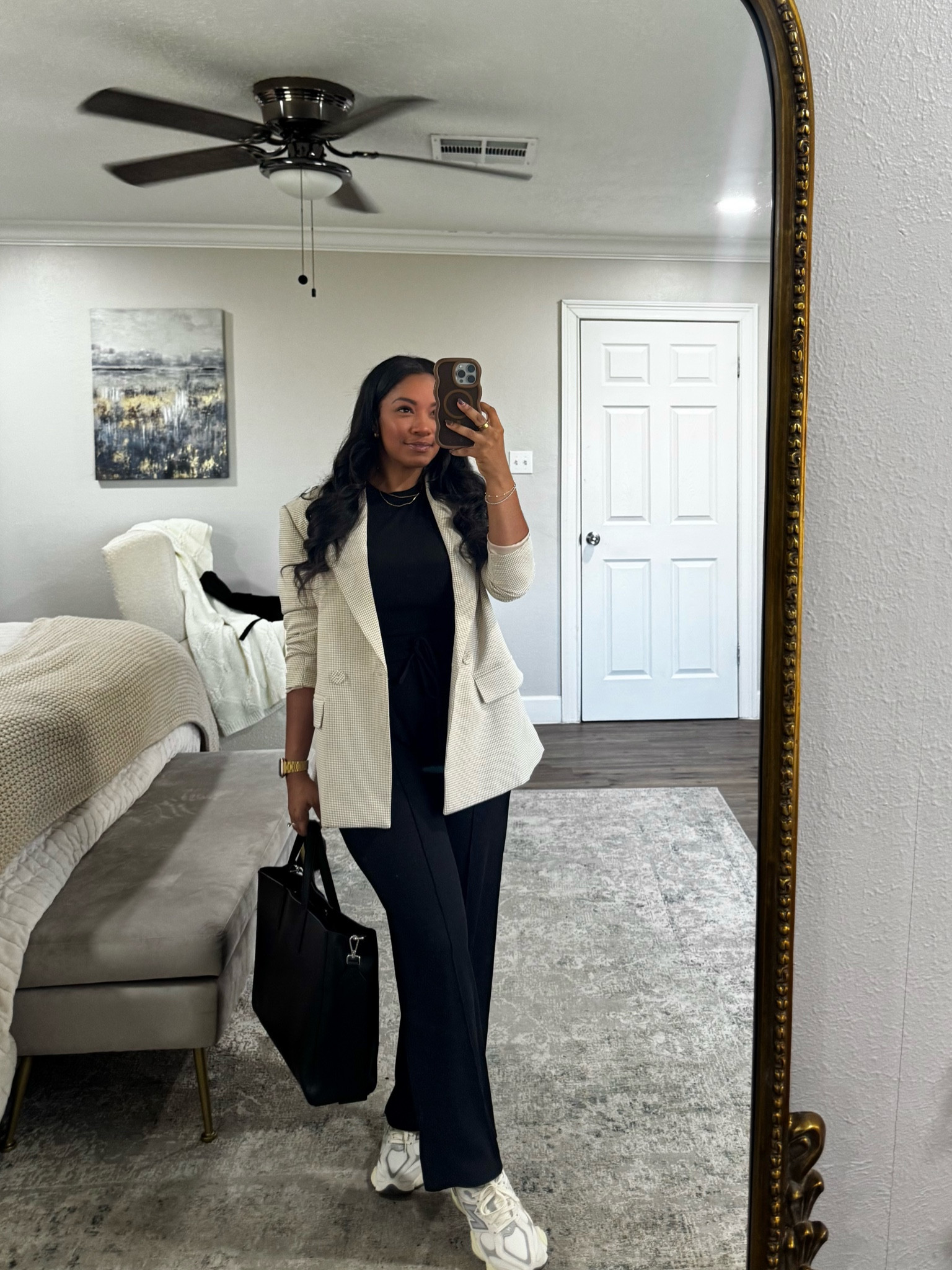 New balance 9060s and a blazer paired with my most worn athleisure set. Perfect for a chill workday  

#LTKWorkwear #LTKFindsUnder100 #LTKFindsUnder50