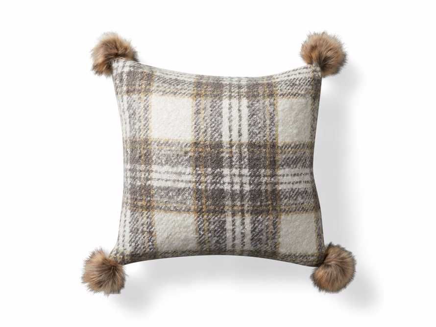 Charcoal Tartan Pillow Cover with Faux Fur Pom Poms | Arhaus