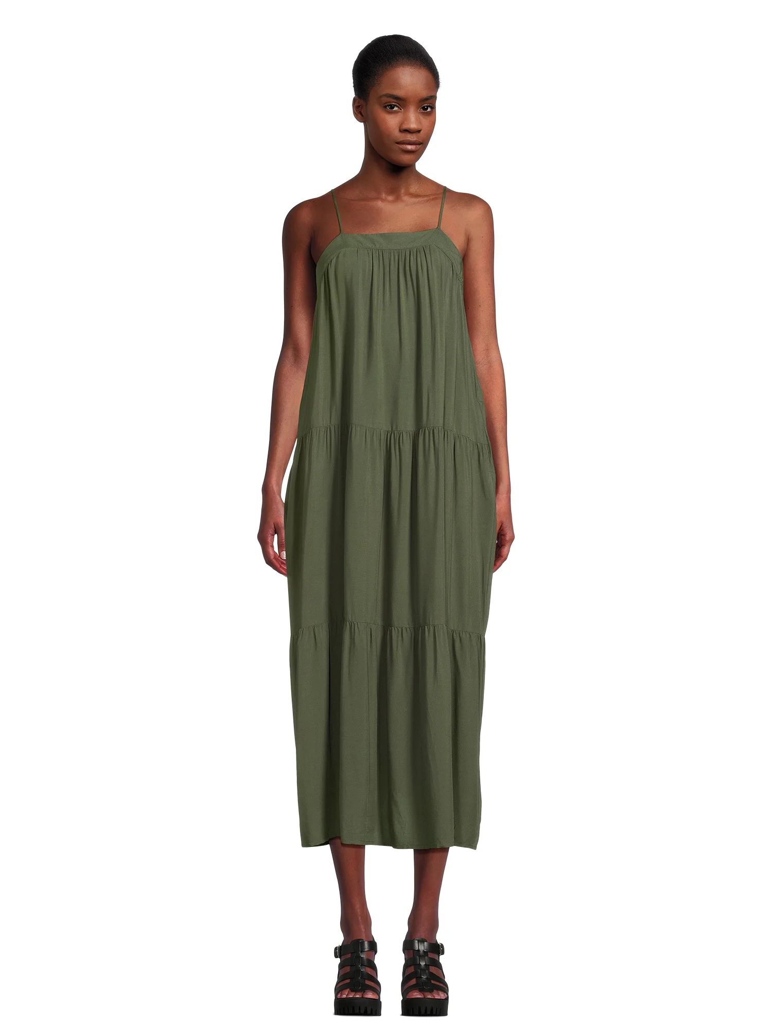 Time and Tru Women's Sleeveless Tiered Dress, Sizes XS-XXXL - Walmart.com | Walmart (US)