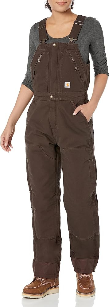 Carhartt womens Loose Fit Washed Duck Insulated Biberall | Amazon (US)