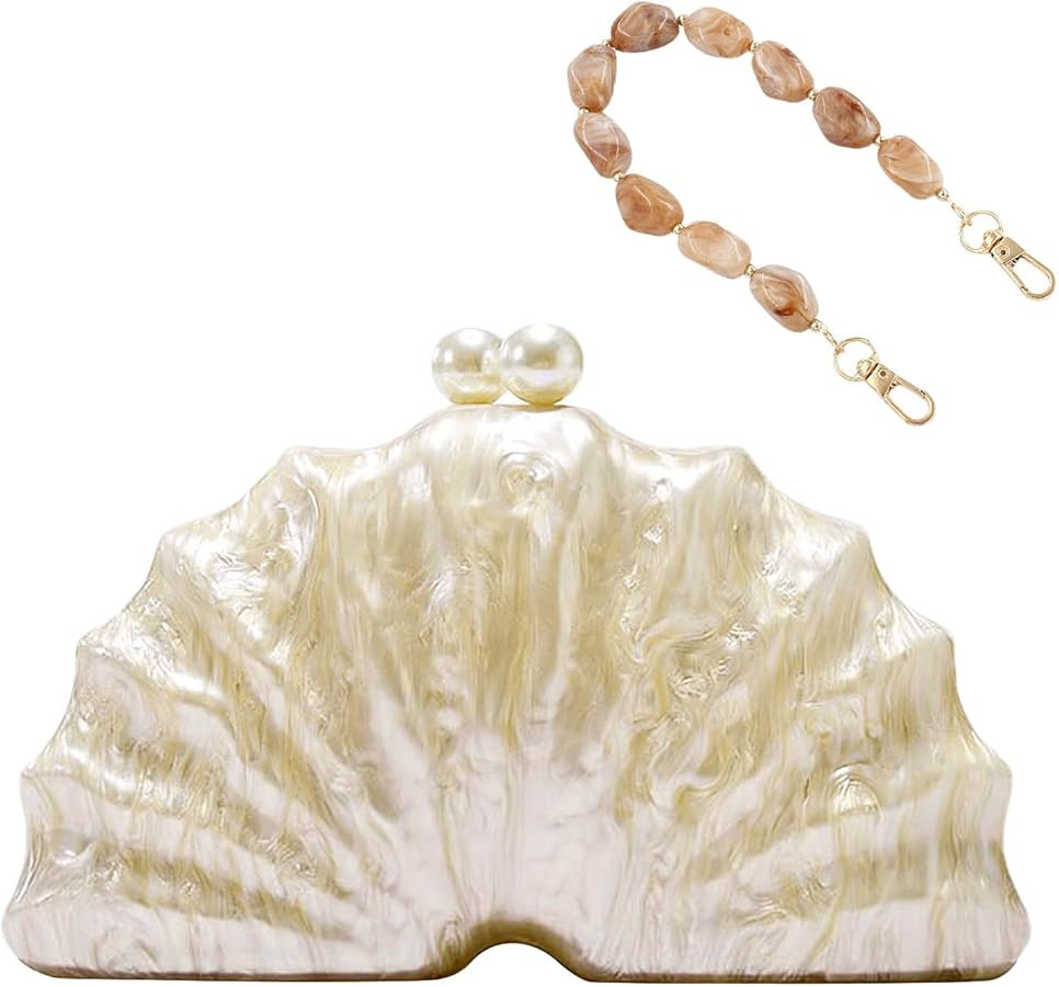 Acrylic Clutch Purse for Women Seashell Evening Handbag with Detachable Chain for Weddings Party ... | Amazon (US)