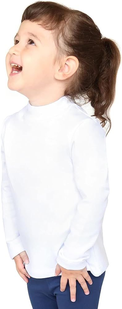Lilax Girls' Basic Long Sleeve Mock Turtleneck Cotton T-Shirt | Amazon (US)