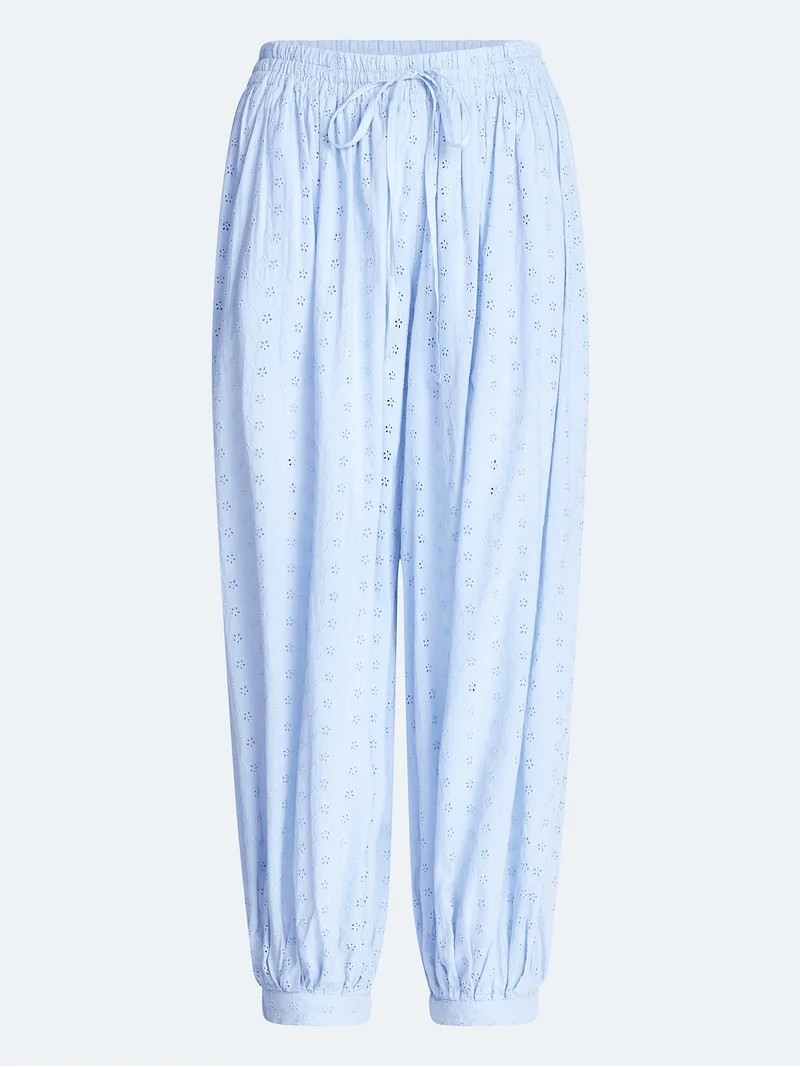 Scoop Women’s and Women's Plus Eyelet Harem Cotton Pants, Sizes XS-4X | Walmart (US)