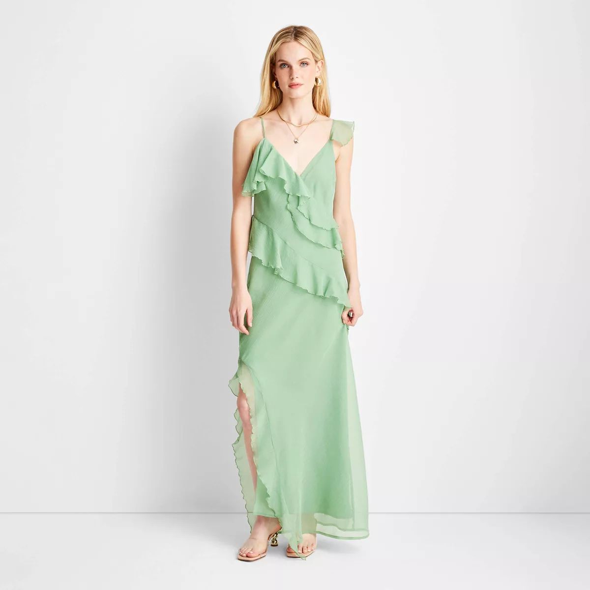 Women's Ruffle Ankle Length Dress - Future Collective™ with Jenee Naylor Green M | Target