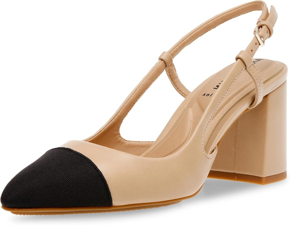 Anne Klein Womens Brooklyn Faux Leather Pointed Toe Slingback Heels | Amazon (US)