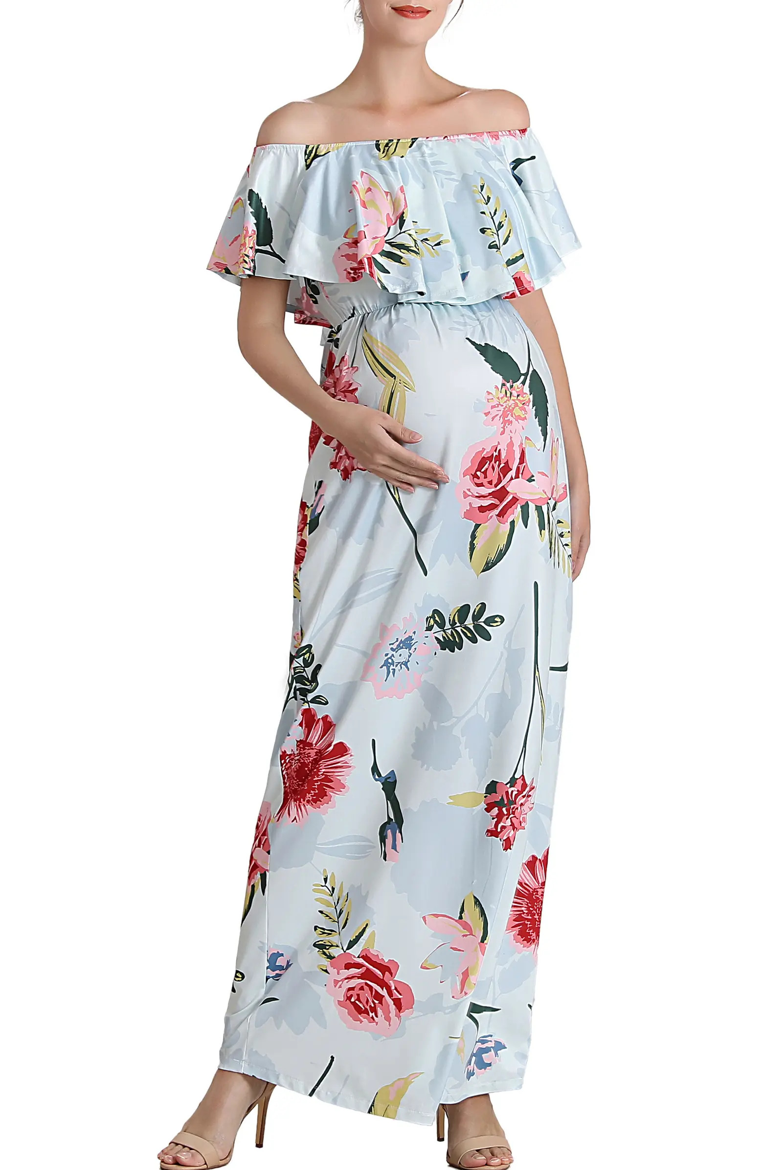 Kimi and Kai Deya Floral Off the Shoulder Maternity/Nursing Maxi Dress | Nordstrom | Nordstrom